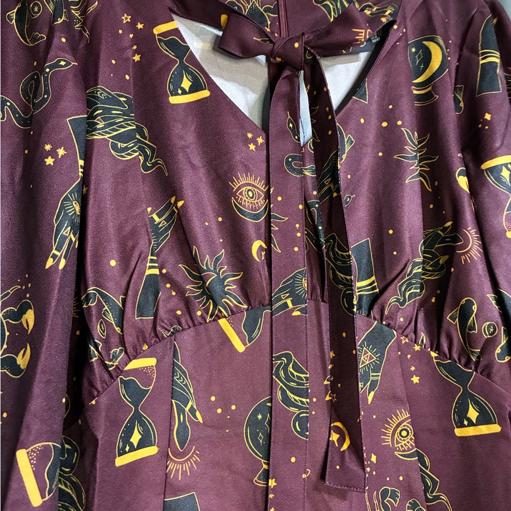 Voodoo Vixen Purple and Yellow Midi Dress